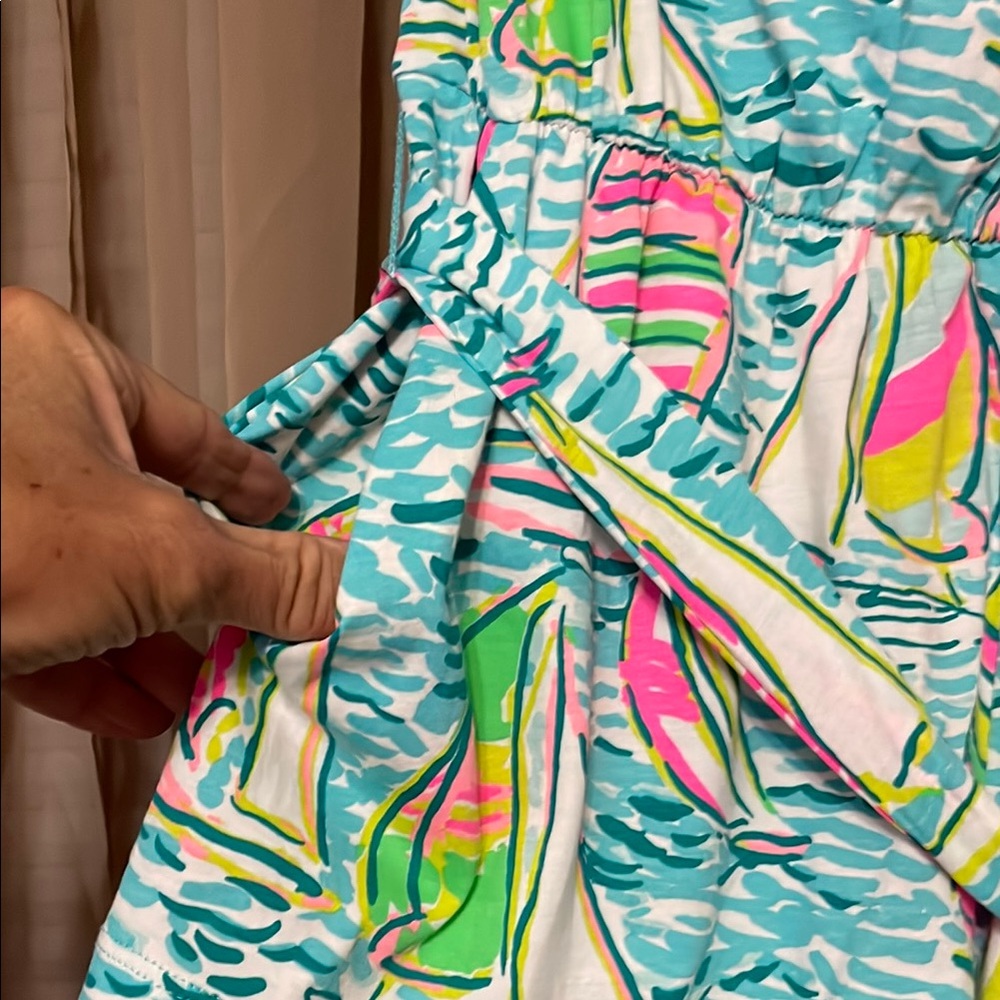 Lilly Pulitzer Blue and Pink Tropical romper - Picture 3 of 5